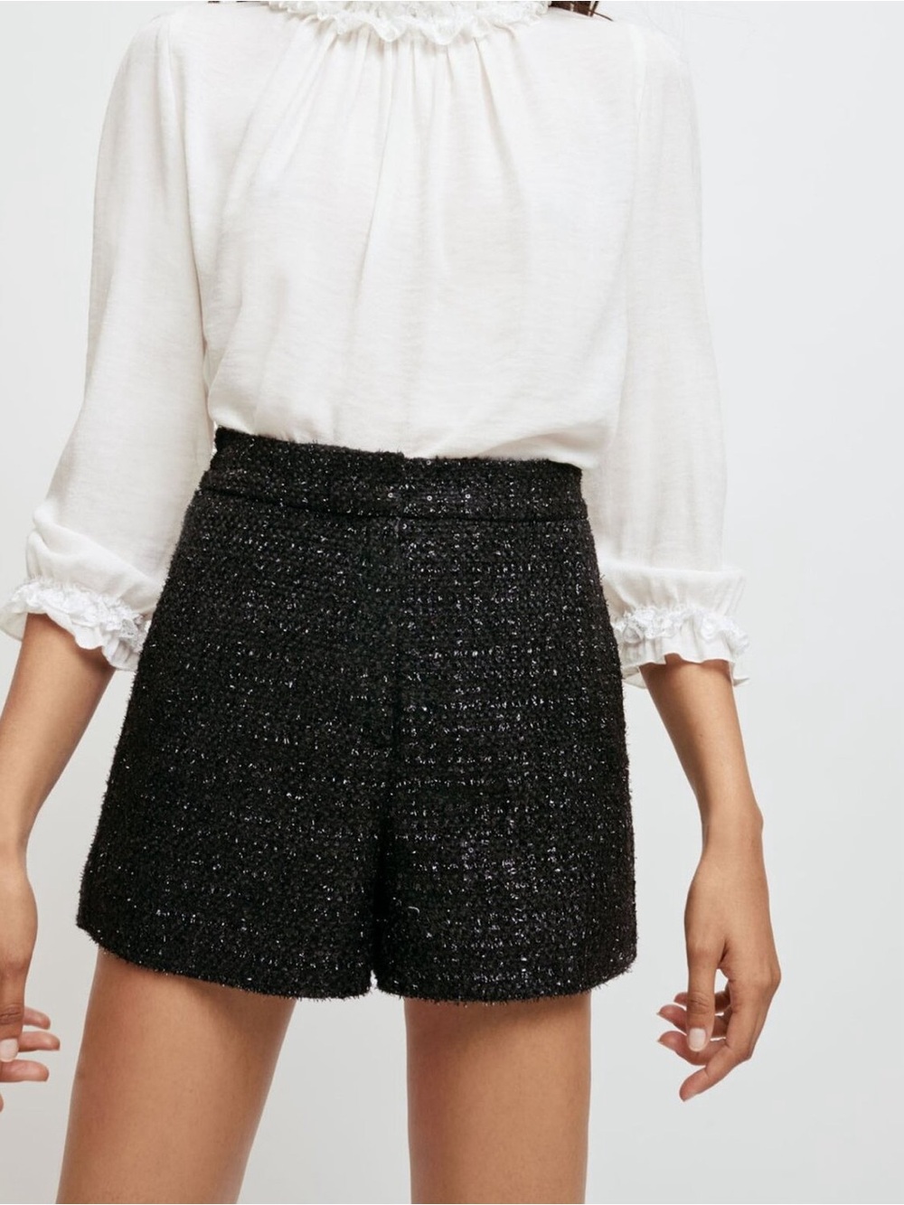 Maje Sequinned Tweed Style Shorts Sz US 26"